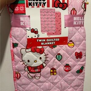 Hello Kitty Pink Quilted Blanket with Festive Design